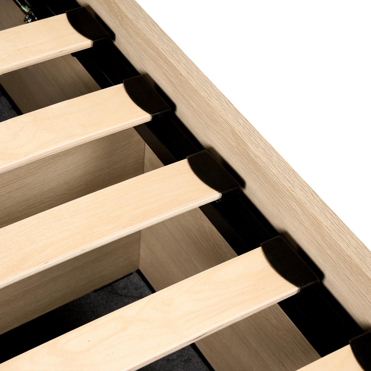 BETT mit Stauraum ohne Kopfteil 180/200 cm MDF-Platte Hellbraun Etel - Hellbraun, Holzwerkstoff (180/200cm) - Beliani