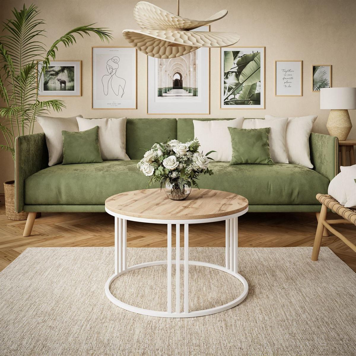 COUCHTISCH LORI LOFT - Weiß/Braun, Holzwerkstoff (70/70/48cm) - Lookway