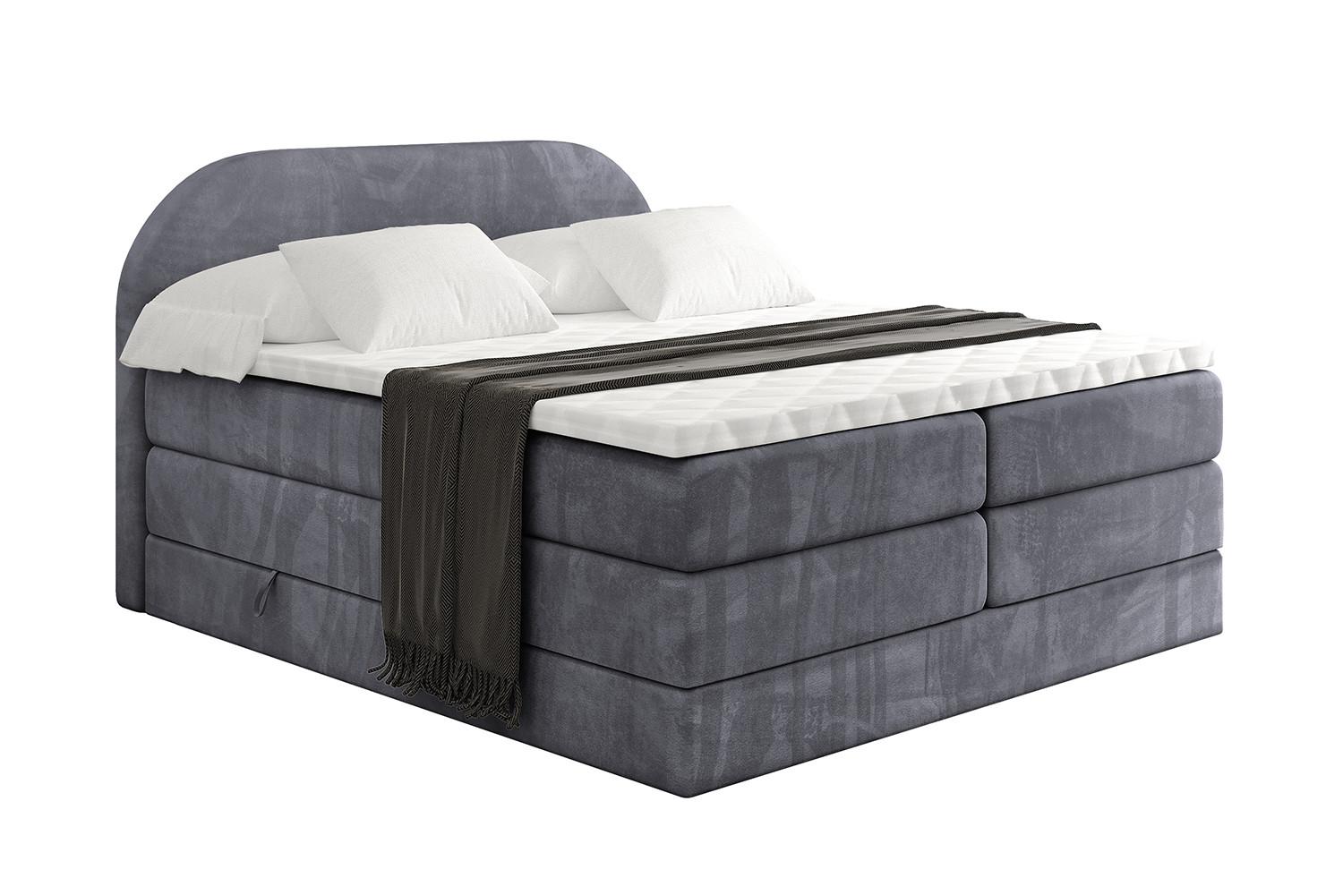 BOXSPRINGBETT mit Matratze und Lattenrost - NOX KING-200x200 - Dunkelgrau Casablanca - Dunkelgrau, Holzwerkstoff (200/200cm) - ALTDECOR