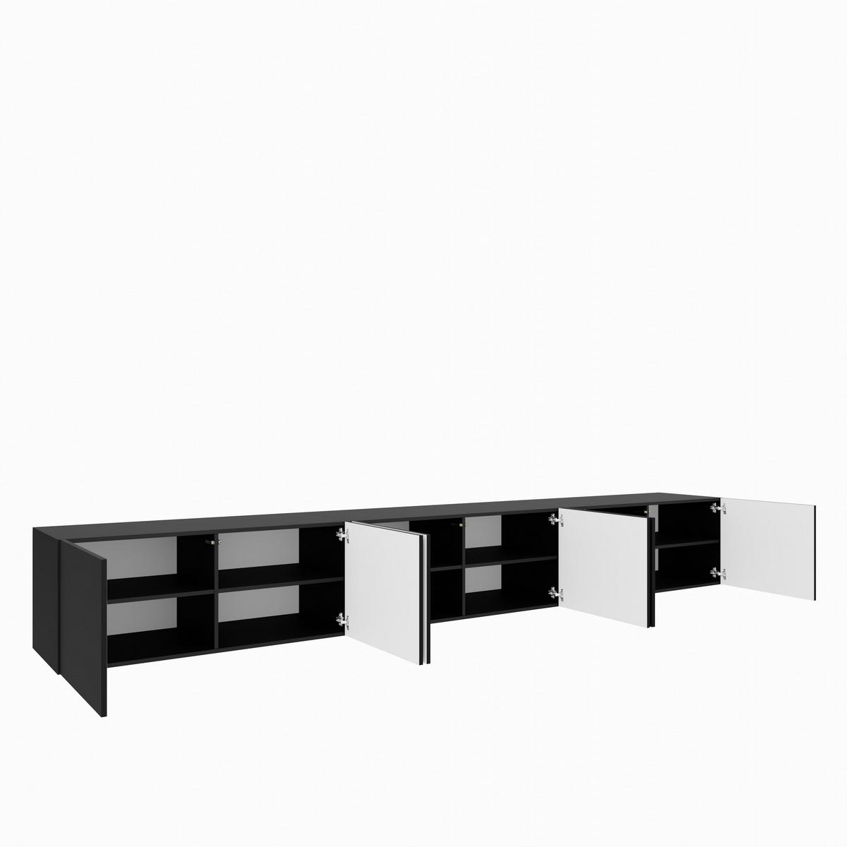 LOWBOARD MIVO 300/41/40 cm, Hängender TV-Schrank Schwarz - Schwarz, Holzwerkstoff (300/41/40cm) - MASSENO