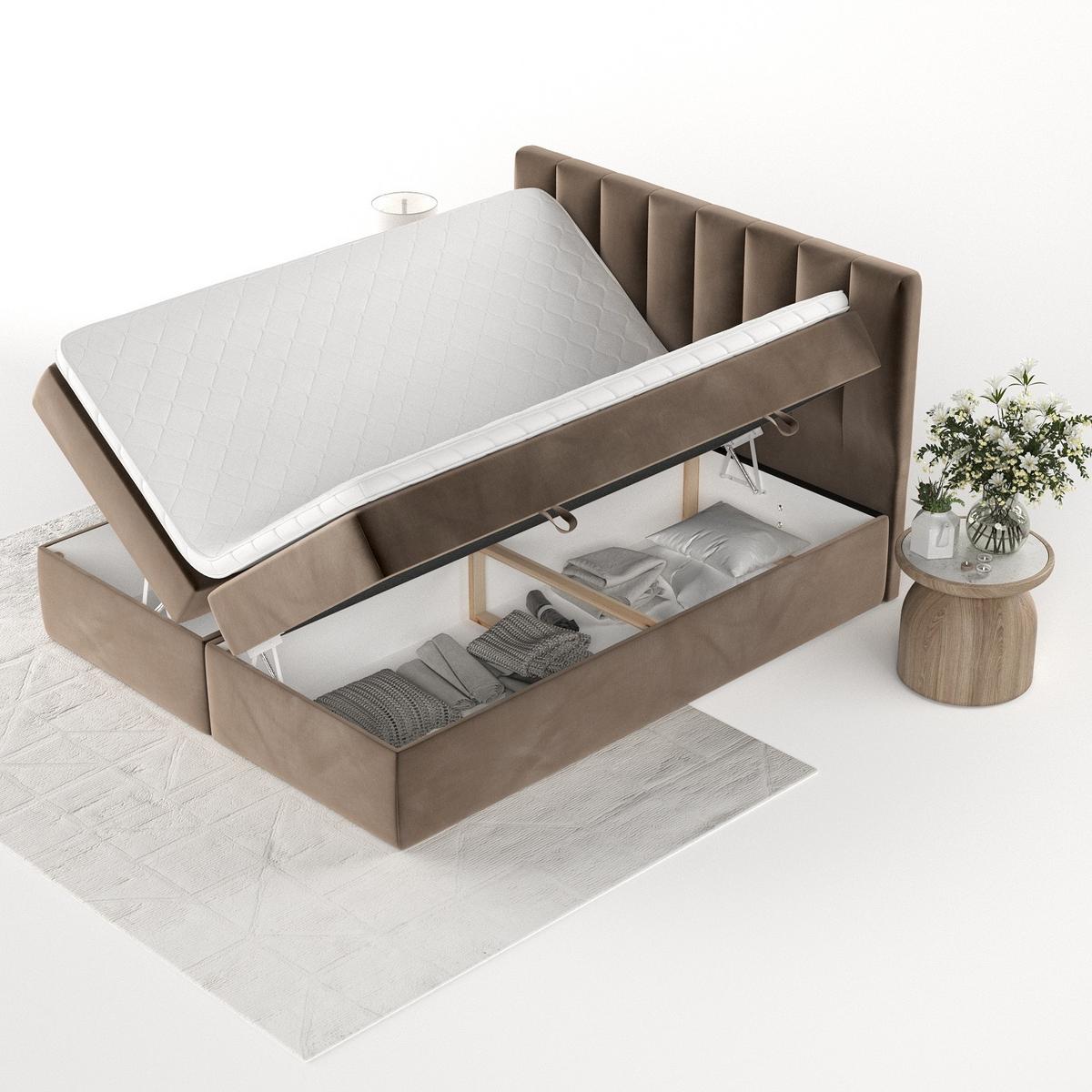 BOXBETT Bari 140/200 cm Braun im Paros Stoff - Braun, Holz/Holzwerkstoff (140/200cm) - AltaBeds