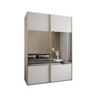 SCHWEBETÜRENSCHRANK 245,5/180/64 2-türig - Goldfarben/Weiß, Holz/Metall (180/245/64cm) - Abiks Möbel