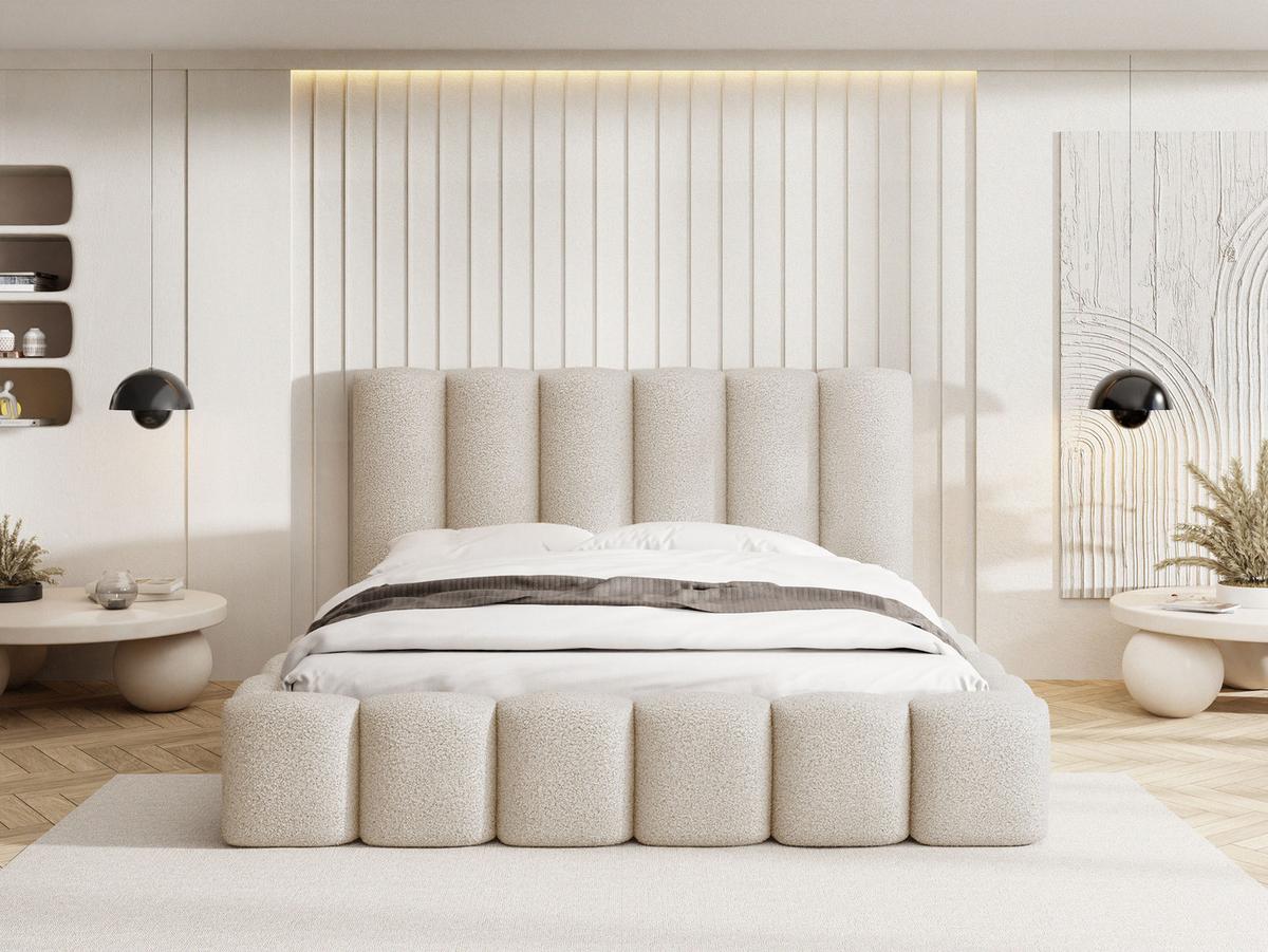 POLSTERBETT Serenity mit Bettkasten, Beige Boucle 200x200 cm - Beige/Schwarz, Holzwerkstoff/Kunststoff (200/200cm) - WFL GROUP