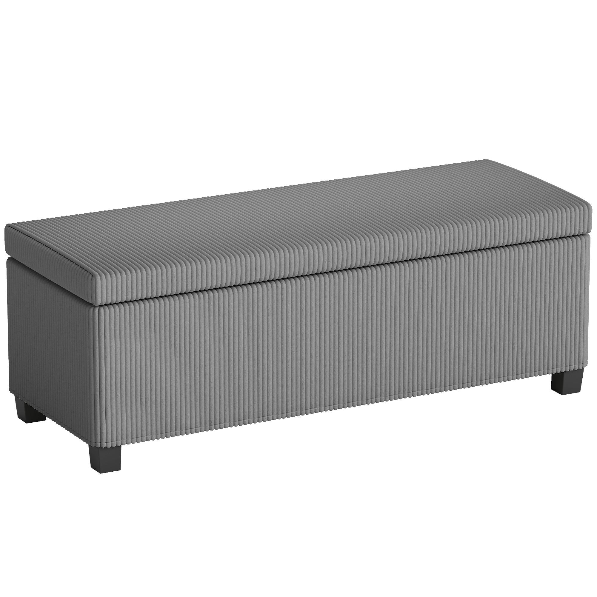 TRUHENBANK 112 x 42 x 40 cm mit abnehmbarem Deckel, Grau - Schwarz/Grau, Textil/Metall (42/40/112cm) - HOMCOM
