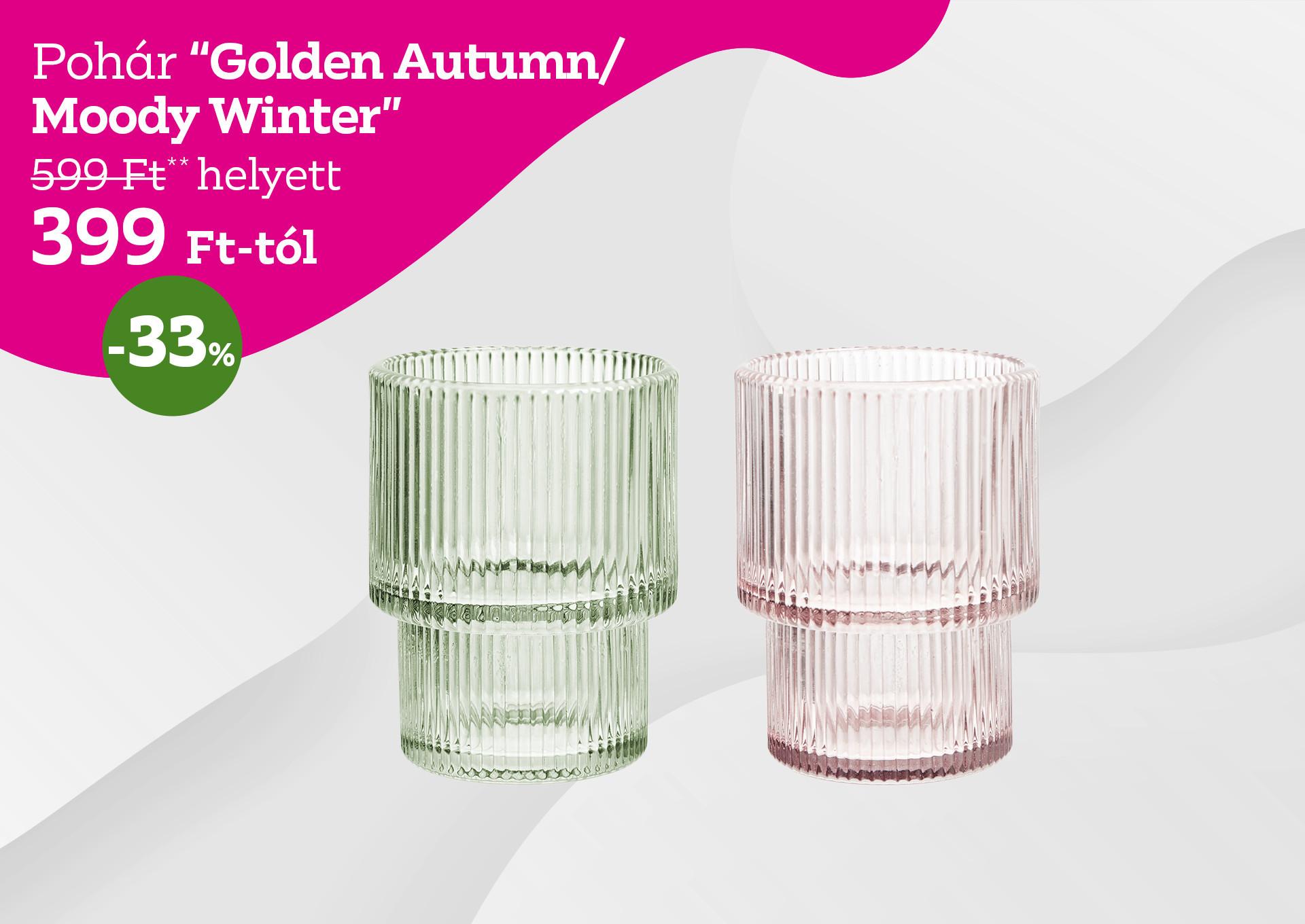 Pohár  GOLDEN AUTUMN/MOODY WINTER 599 Forint helyett 399 Forint kedvezmény mértéke 33%