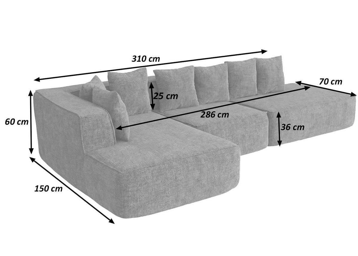SOFA-GARNITUR Dunkelgrau - Dunkelgrau, Textil (310/60/150cm) - MCW