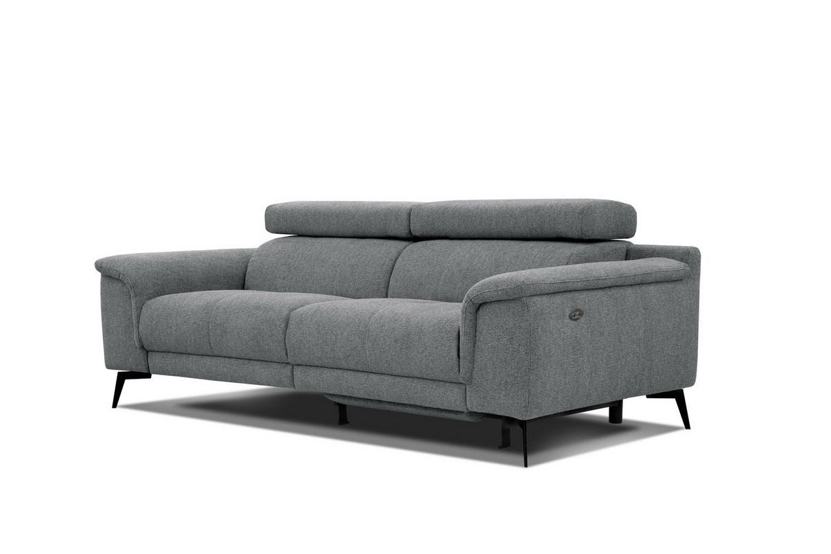 RELAXSOFA FIERO 3-Sitzer mit 1 Relaxfunktion, grau - Schwarz/Grau, Holzwerkstoff/Textil (212/82/103cm) - Wozimo