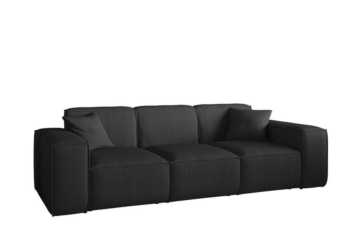 SOFA Celes Premium 3-sitzer Stoff Scala - Schwarz, Holzwerkstoff/Textil (225/73/88cm) - Fun Möbel