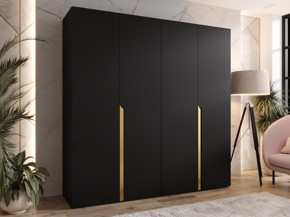 DREHTÜRENSCHRANK Mila I 200 - Goldfarben/Schwarz, Holzwerkstoff/Kunststoff (200/202/52cm) - MIRJAN24