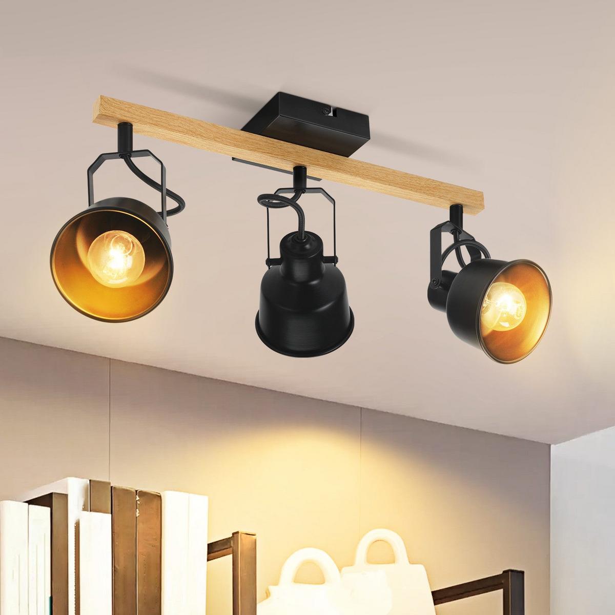 DECKENSTRAHLER Dudley 3-flammig 46.5/14/19cm - Schwarz, Metall (46.5/14/19cm) - Nettlife