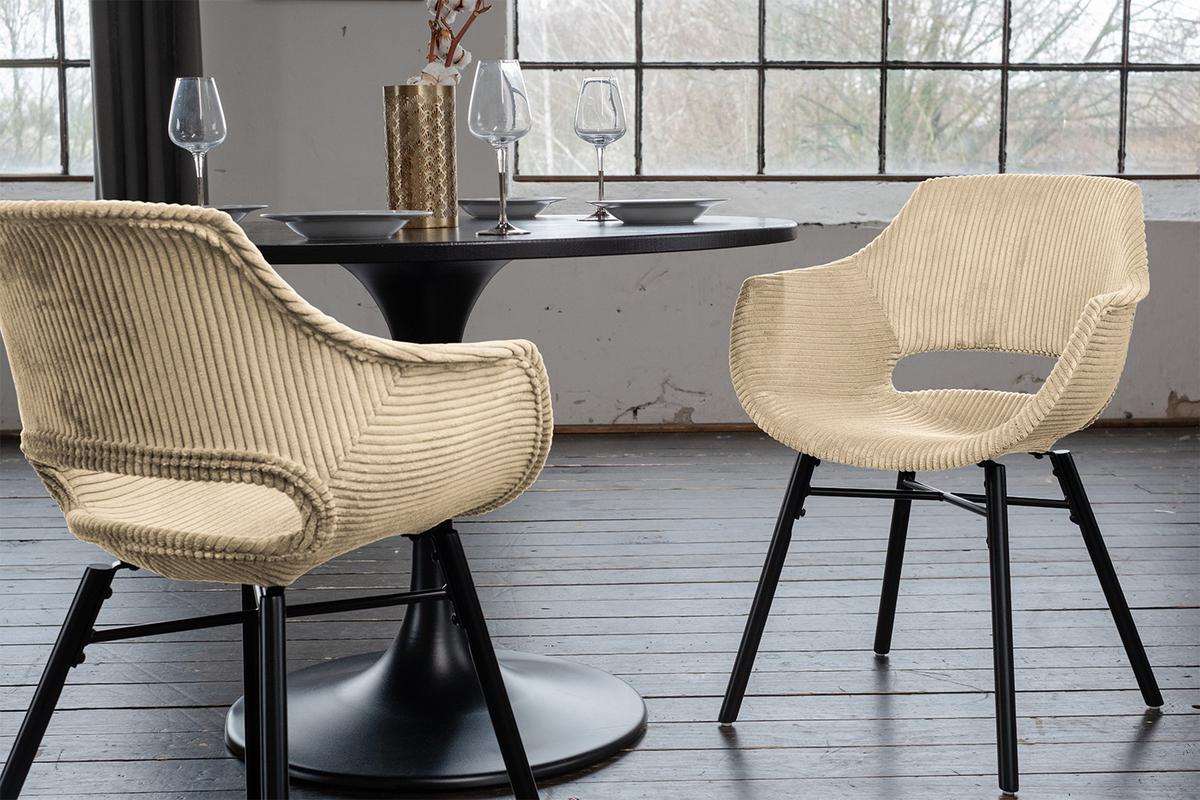ESSZIMMERSTUHL ZAJA Cremeweiß Cord (1er-Set) - Creme, Textil (57/82/59cm) - KAWOLA