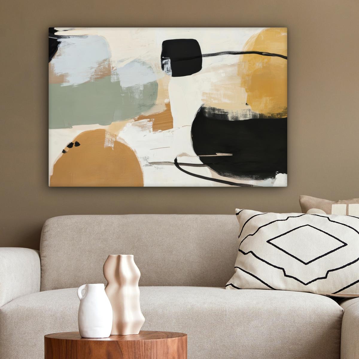 LEINWANDBILD Farbe - Abstrakt - Farben Wanddeko 90x60 cm - Currygelb, Textil (90/60cm) - MuchoWow