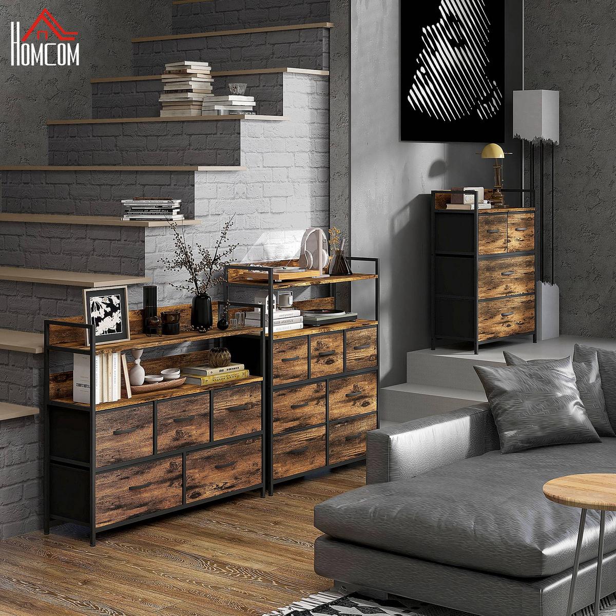 KOMMODE, Sideboard, Rustikal-Braun - Braun, Textil (29/85/60cm) - HOMCOM