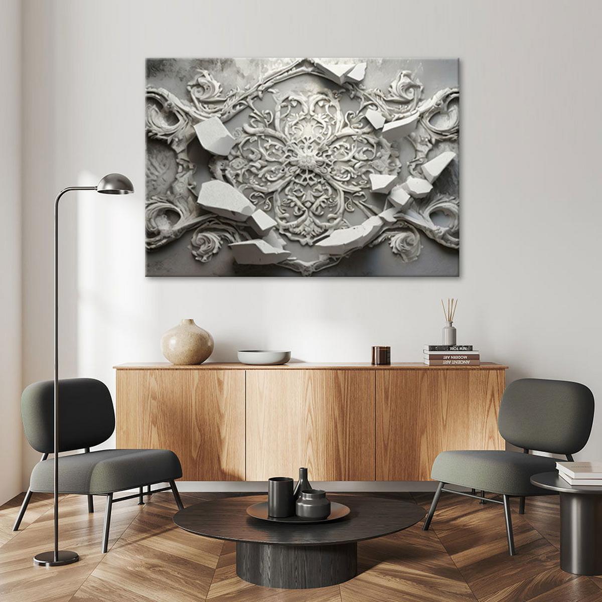 KUNSTDRUCK Silber 120/80 cm - Silberfarben, Textil (120/80cm) - KUNSTLOFT