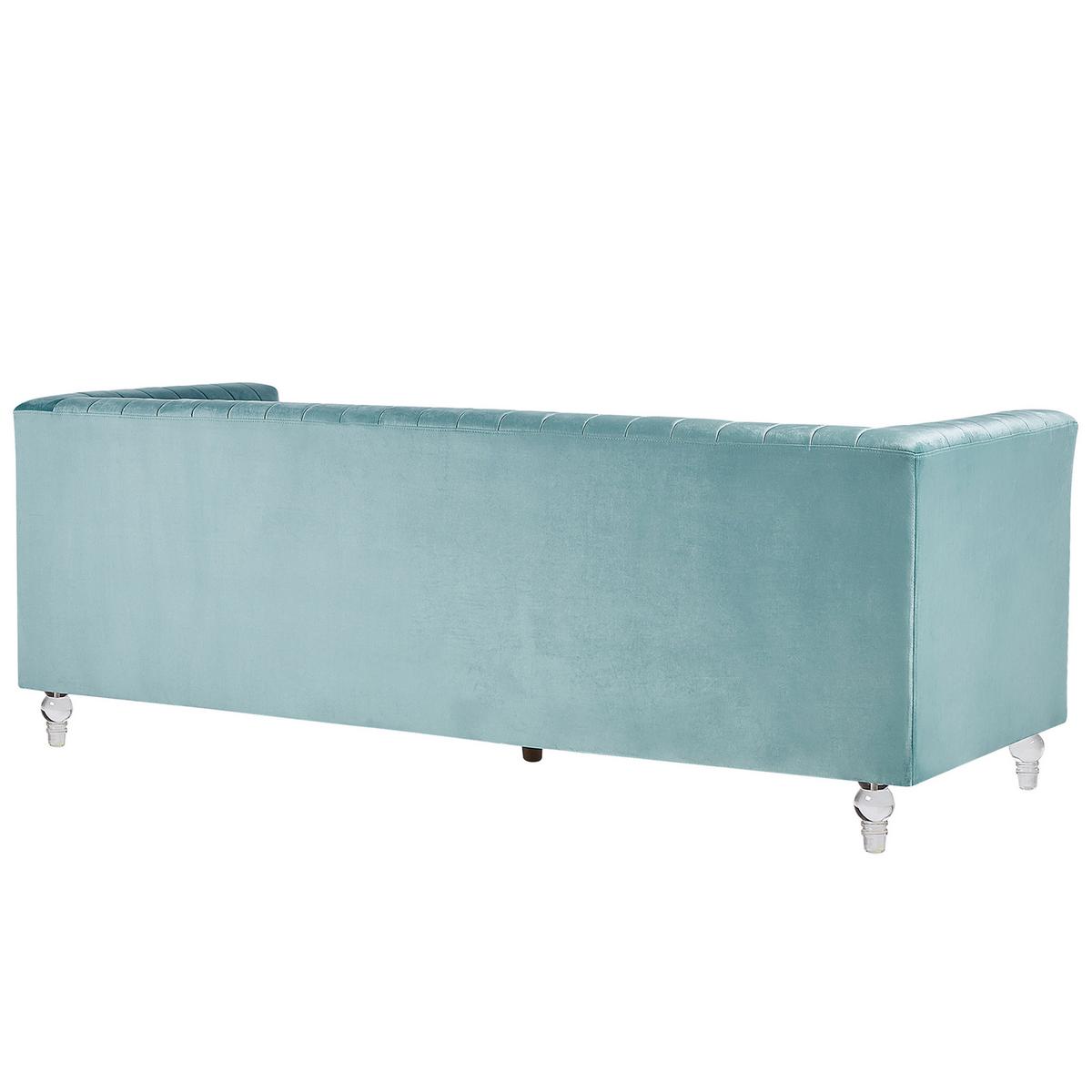 3-SITZER-SOFA Samtstoff Hellblau Arvika - Hellblau, Textil (204/75/78cm) - Beliani