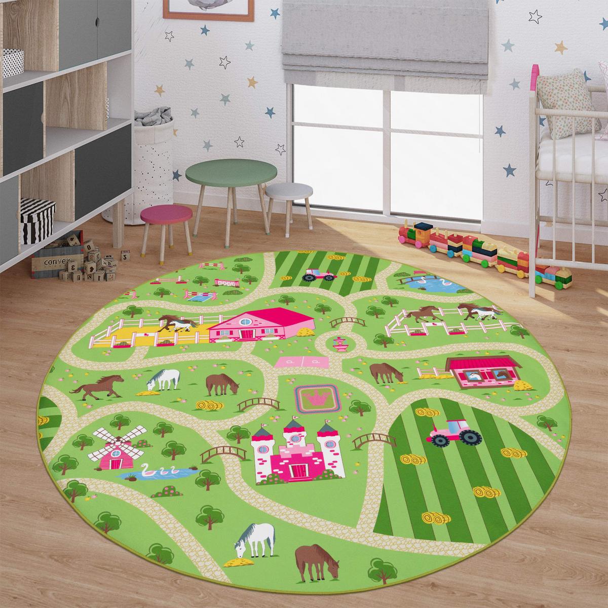 KINDERTEPPICH Grün Ø 160 cm - Grün, Kunststoff (160/160cm) - TT Home
