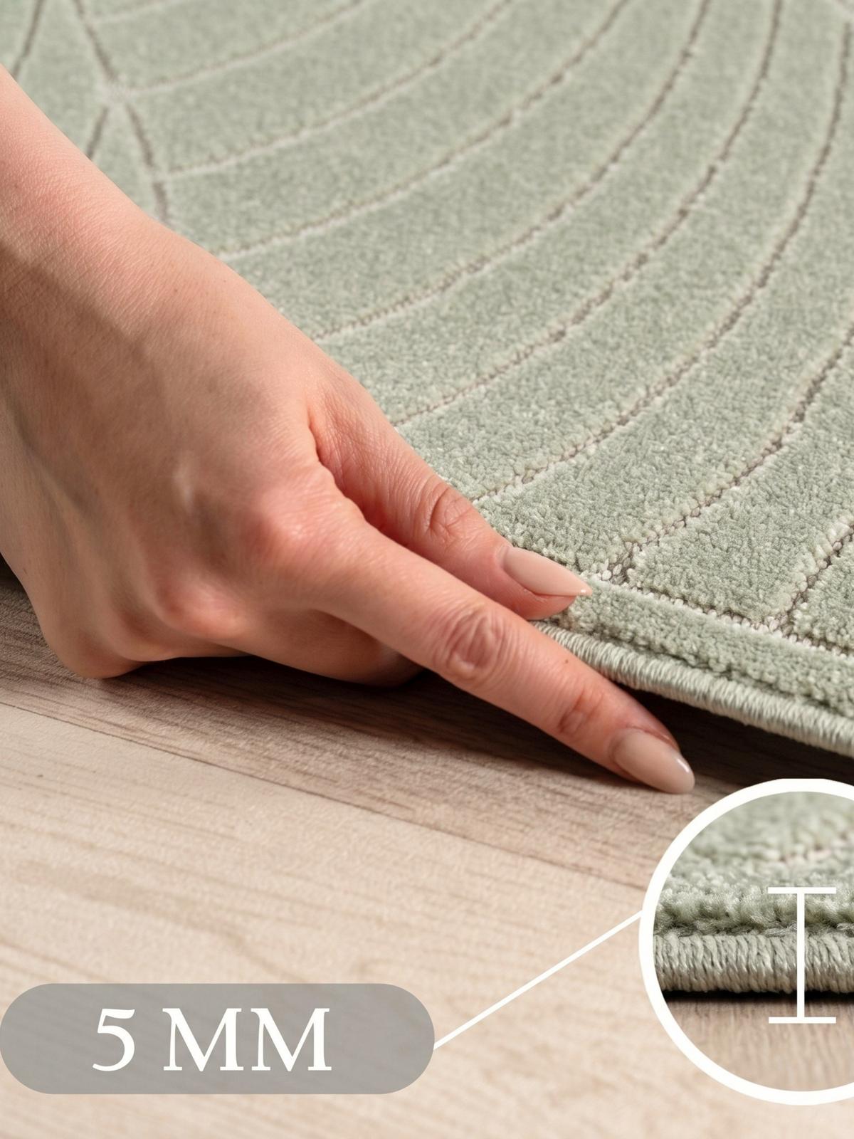 TEPPICH Outdoor, Fußbodenheizung-geeignet, mit Blattmotiv, aus Polypropylen, ENGADIN in Salbeigrün, Ø 120 cm - Grün, Textil (120/120cm) - KADIMA DESIGN