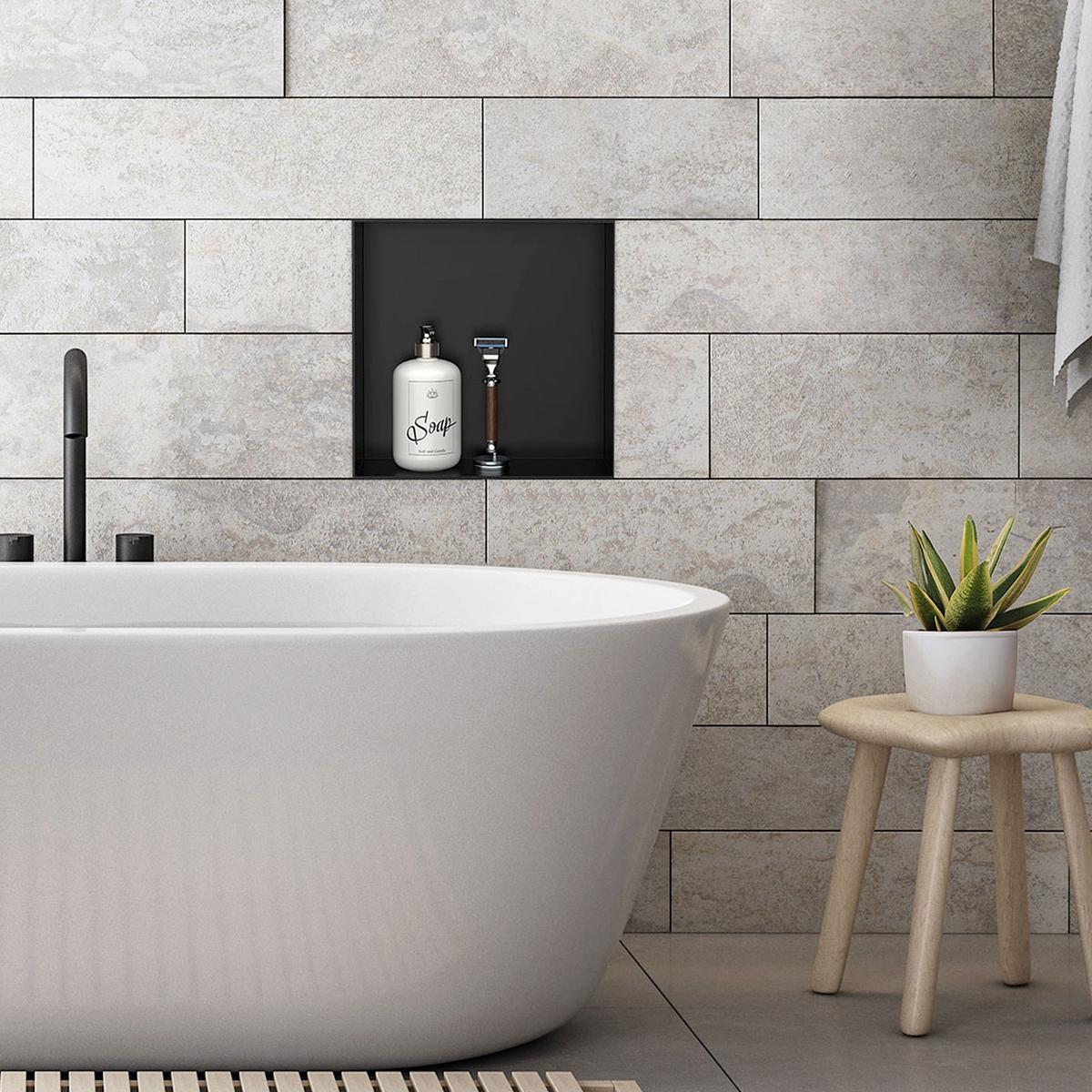 DUSCHNISCHE Schwarz 30/30 cm randlos - Schwarz, Metall (30/30/10cm) - LuxeBath