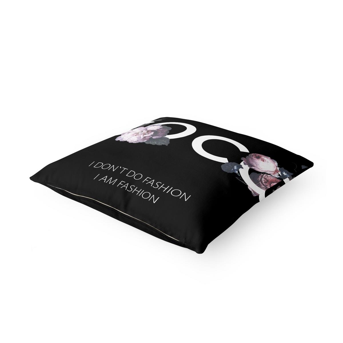 DEKOKISSEN COCO - I don´t do fashion Rosen Schwarz 40/40 cm - Schwarz, Textil (40/40/10cm) - Bilderwelten