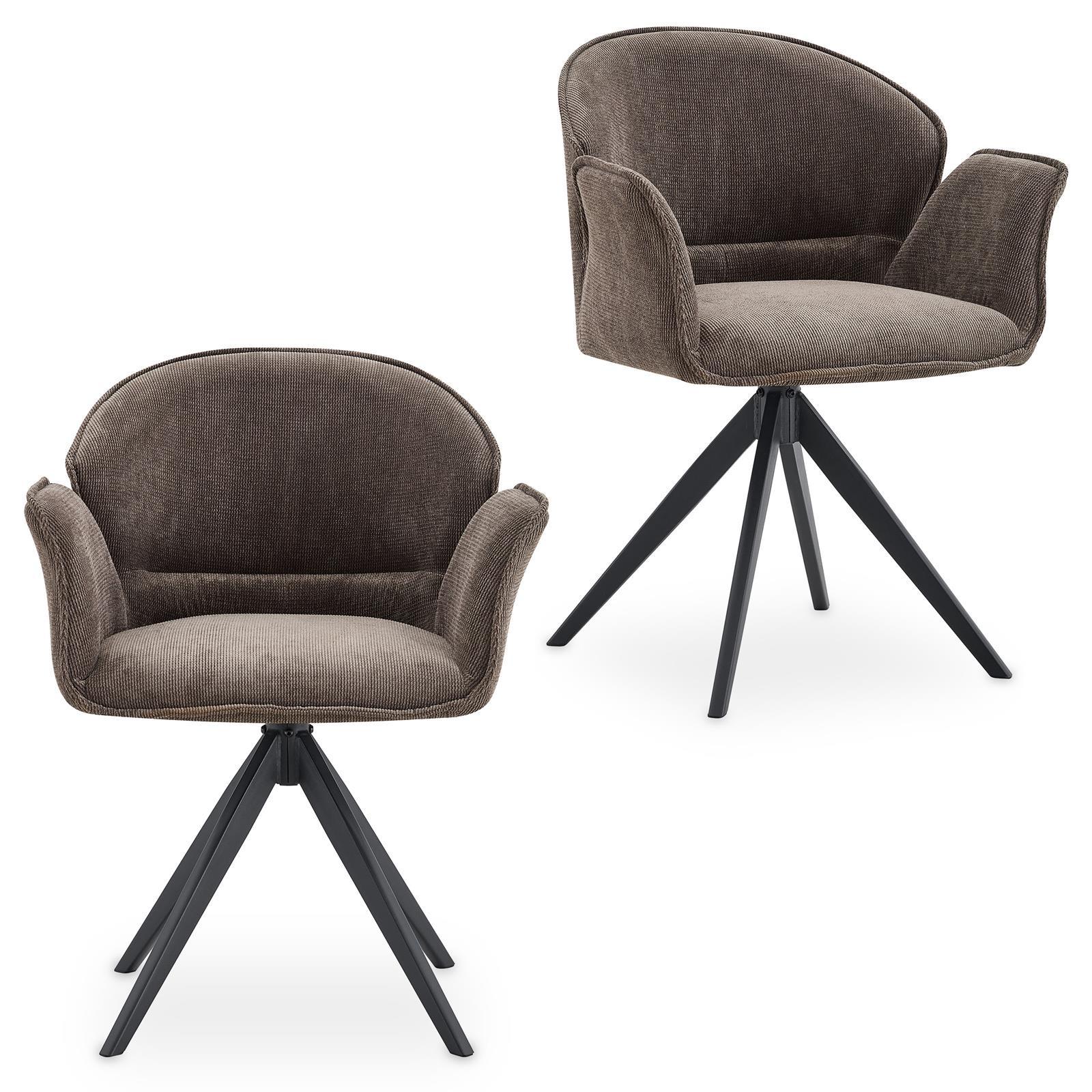 ESSZIMMERSTÜHLE GIRONA 2er-Set steingrau - Dunkelgrau, Textil (63/80/55cm) - IDIMEX