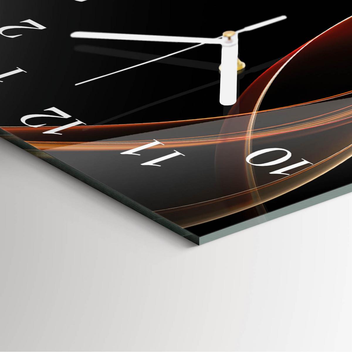 WANDUHR aus Glas 30x30 cm - Abstrakte Linien - Orange, Glas (30/30/0.4cm) - TULUP