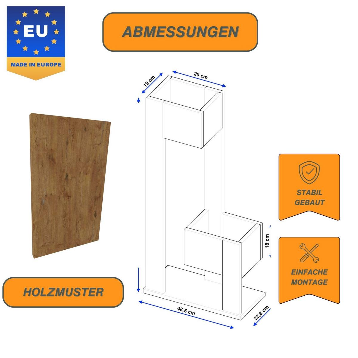 BLUMENSTÄNDER Duo 2 - Nussbaumfarben, Holzwerkstoff (23/98/49cm) - RAUMHIRSCH FURNITURE