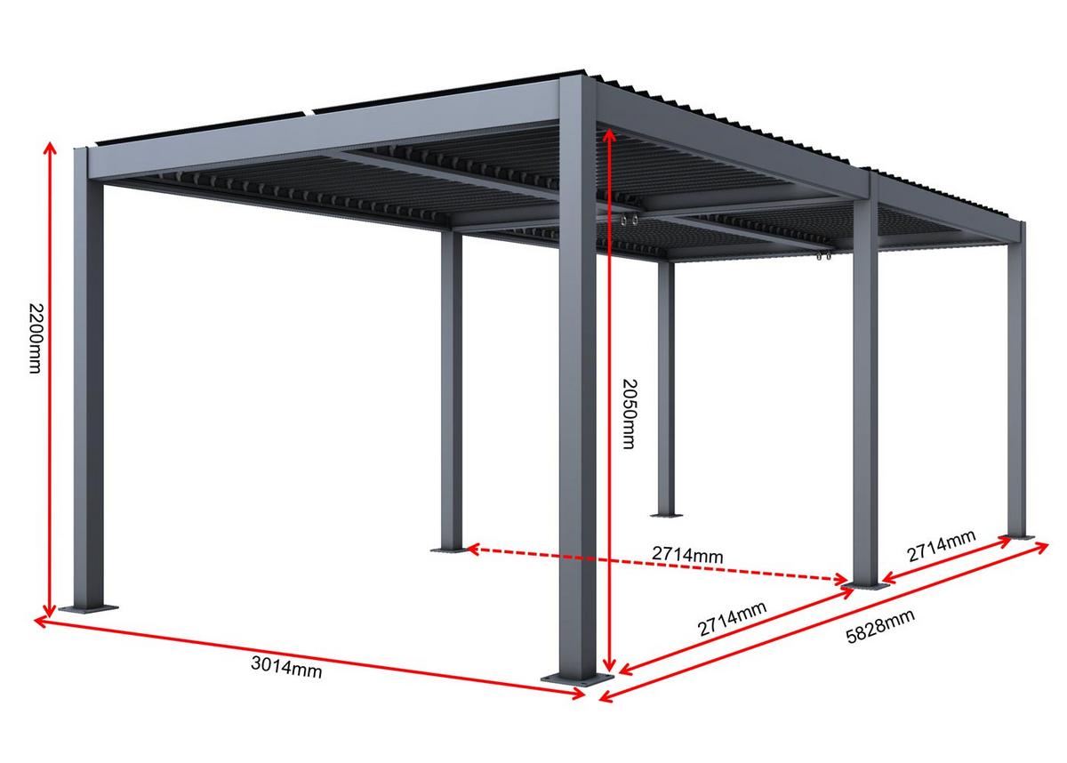 PERGOLA Anthrazit - Anthrazit, Metall (583/220/301cm) - MCW