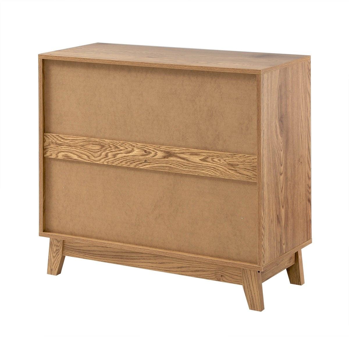 SIDEBOARD mit 2 Türen aus natürlichem Rattan 35/75/80 cm - Nussbaumfarben, Holzwerkstoff (35/75/44.5cm) - Calicosy
