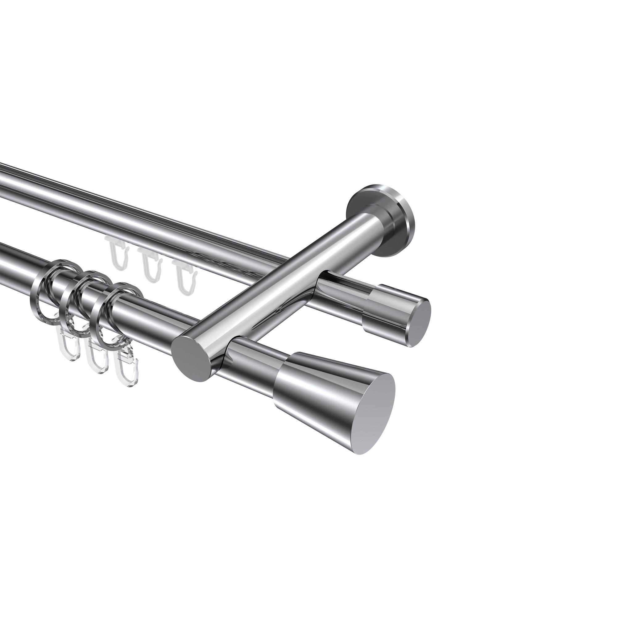 GARDINENSTANGE RUNDROHR-INNENLAUF Platon Sitra 140 cm, 2-läufig, 20 mm Ø Chrom - Chromfarben, Metall (140cm) - INTERDECO