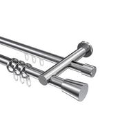 GARDINENSTANGE RUNDROHR-INNENLAUF Platon Sitra 140 cm, 2-läufig, 20 mm Ø Chrom - Chromfarben, Metall (140cm) - INTERDECO