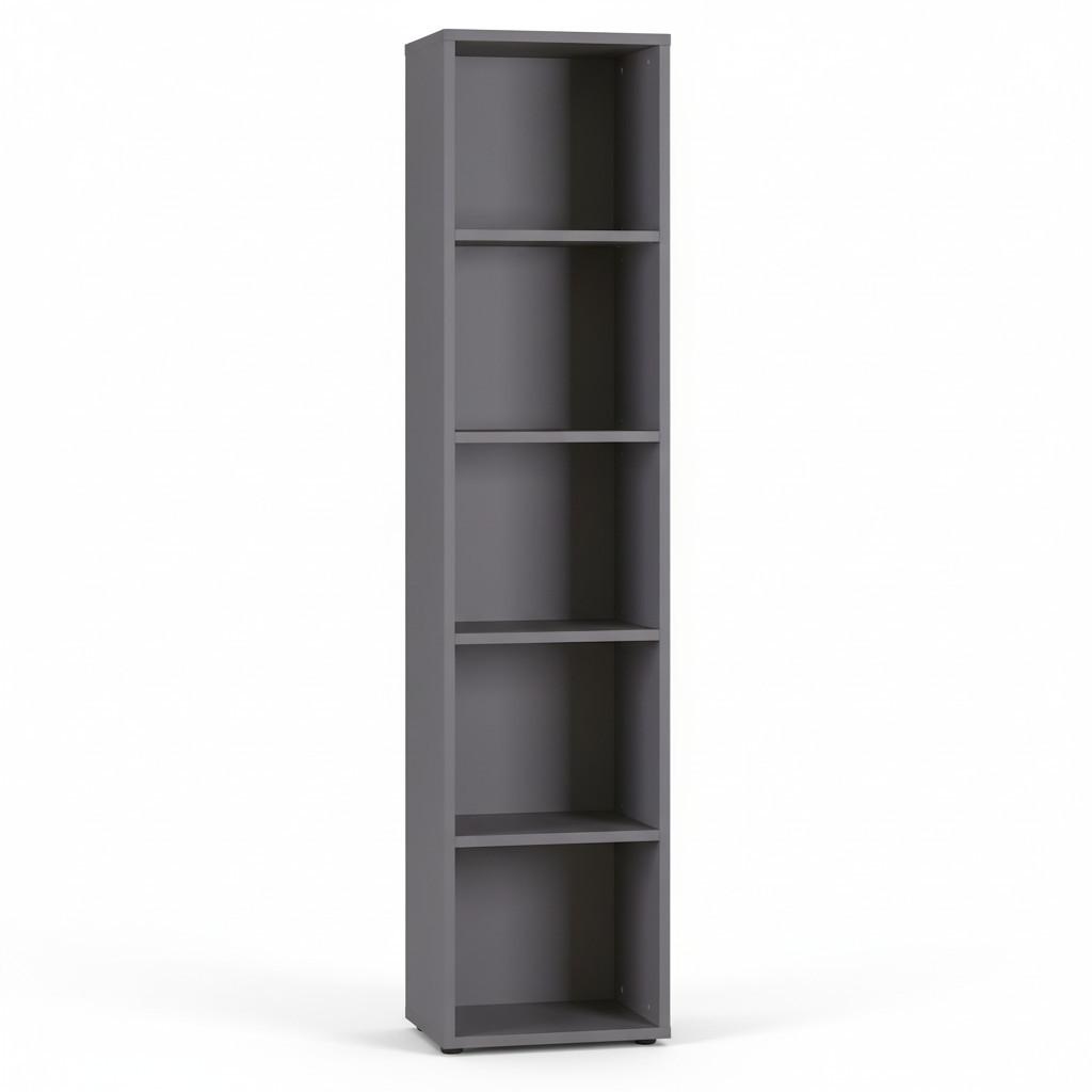AKTENREGAL Universal FRANKFURT hoch 197cm, 5 Ordnerhöhen Graphit - Schwarz, Holzwerkstoff (45/197/40cm) - KADIMA DESIGN