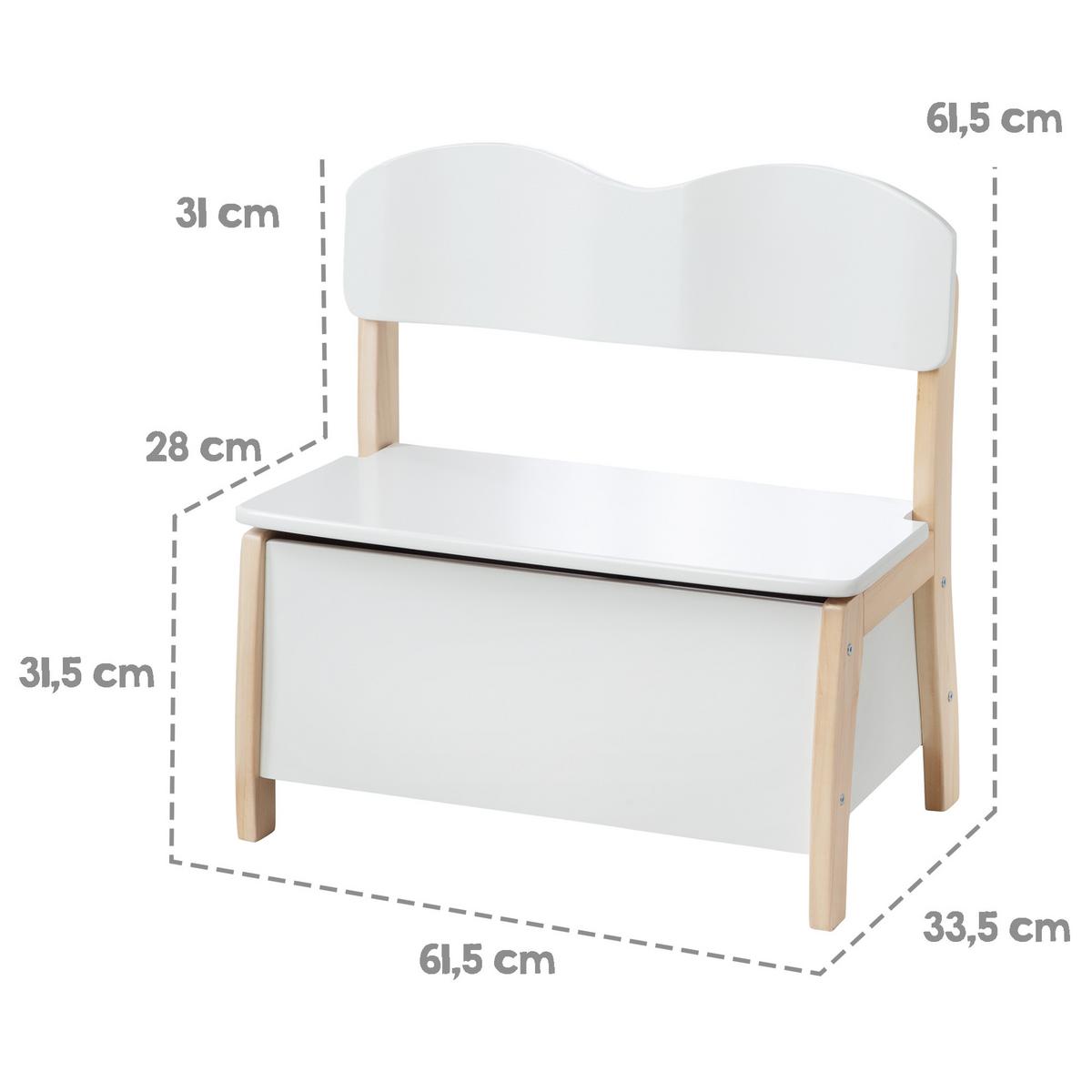 KINDERTRUHENBANK - Weiß/Naturfarben, Holzwerkstoff (61.5/61.5/33.5cm) - Roba