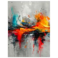 POSTER Moderne Kunst - Orange - Grau - Abstrakt Wandbilder 30x40 cm - Hellgrau, Papier (30/40/0.1cm) - MuchoWow