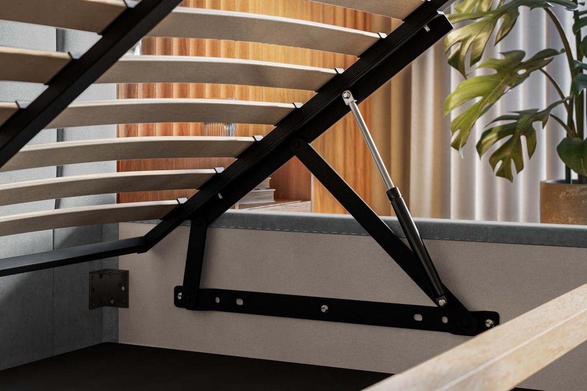 BETT 90x200 - Polsterbett mit Bettkasten und Metallrahmen - Modern Betten - Weicher Jasminstoff - Kollektion Tokio, Weiß - Weiß, Holz/Textil (90/200cm) - Alpi-Möbel