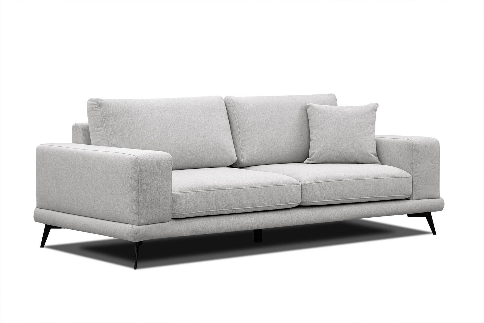 SOFA MEDIOLANE 3-Sitzer, hellgrau - Hellgrau, Holzwerkstoff/Textil (233/87/96cm) - Wozimo