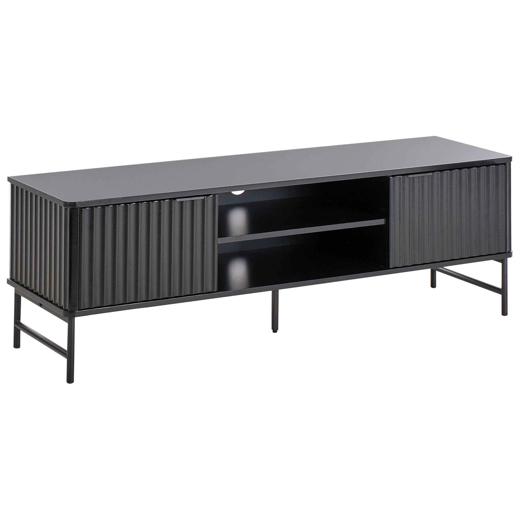 TV-MÖBEL Schwarz Glastonbury - Schwarz, Holzwerkstoff (140/46/40cm) - Beliani