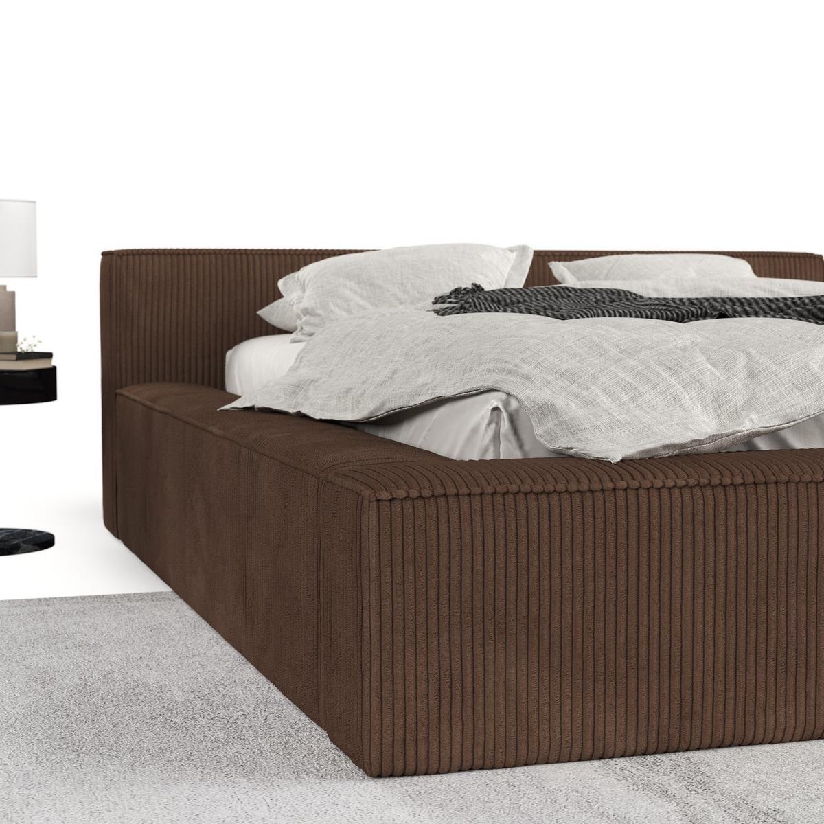 POLSTERBETT Casto mit Stauraum 180/200 cm Braun im Poso Stoff - Schwarz/Naturfarben, Holz/Holzwerkstoff (180/200cm) - AltaBeds