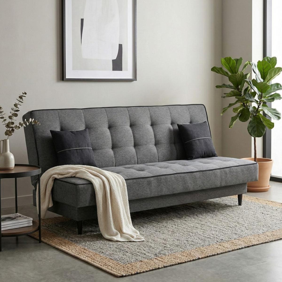 SCHLAFSOFA Bario 3-Sitzer mit Schlaffunktion, Grau - Grau, Textil (200/90/98cm) - Beautysofa
