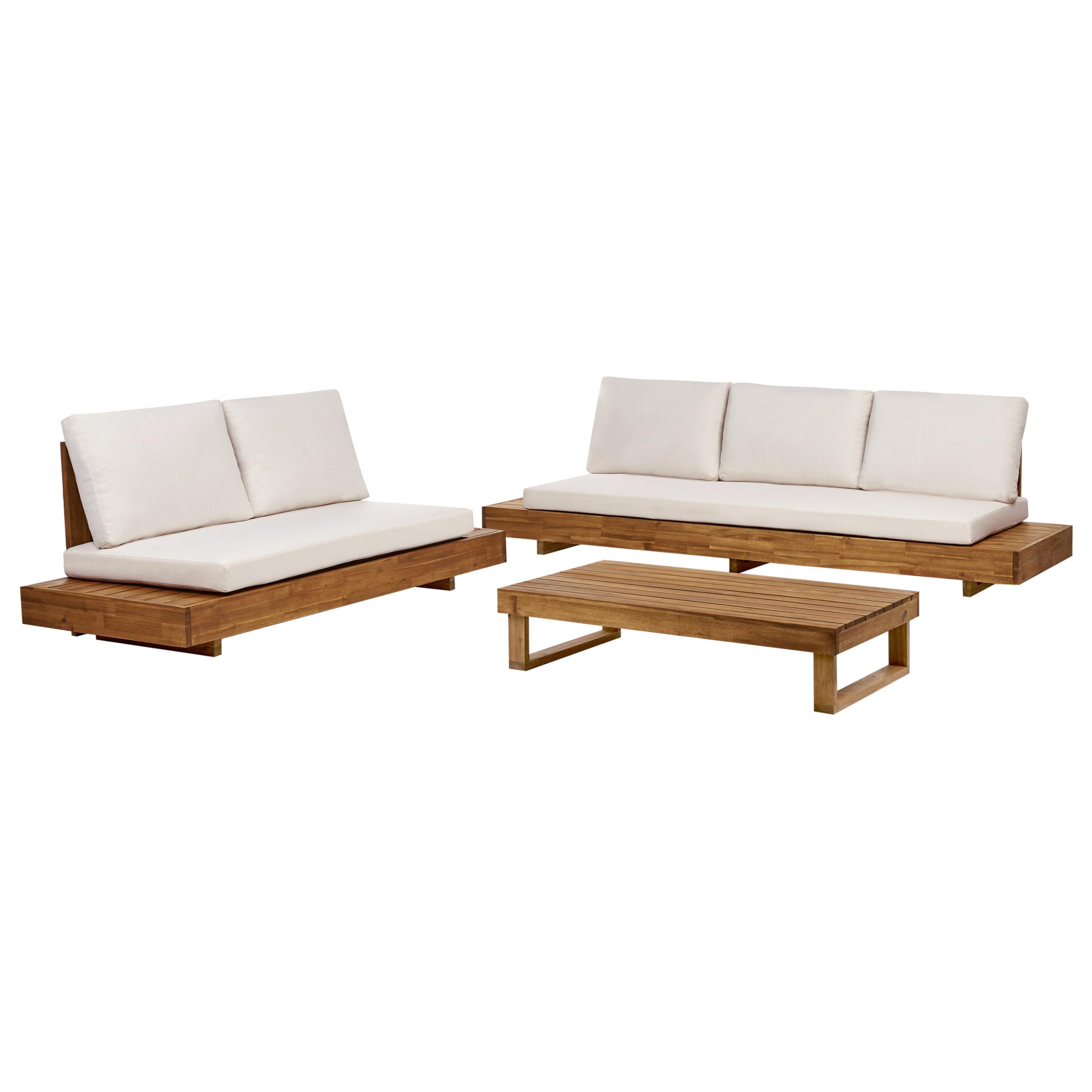 LOUNGE-SET 5-Sitzer Heller Holzfarbton Marettimo - Hellbraun/Weiß, Holz - Beliani
