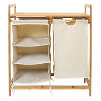 BADEZIMMERSCHRANK mit Fächern und Wäschekorb 77/69,5/38 cm - Eschefarben, Holz (38/69.5/81cm) - Calicosy