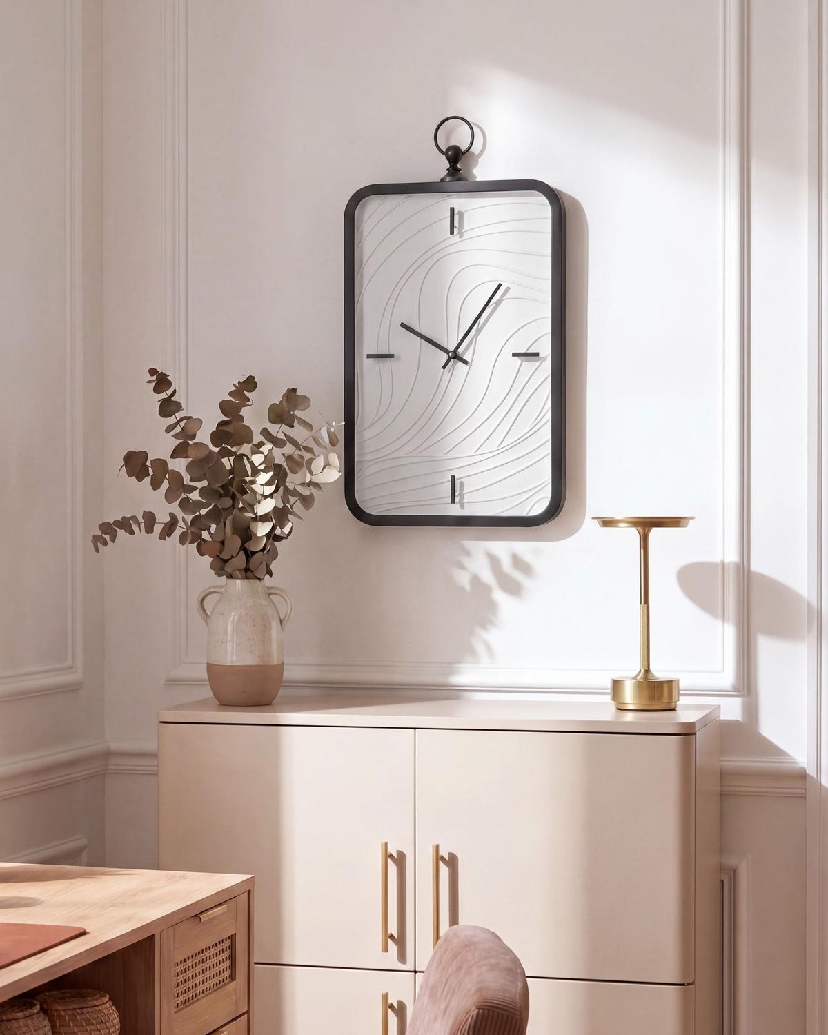 WANDUHR Weiß/Schwarz Moliens - Schwarz/Weiß, Kunststoff (32/57/5cm) - Beliani