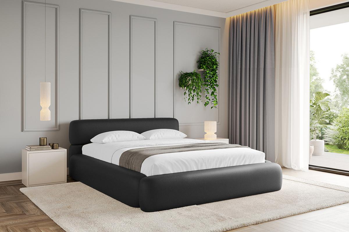 POLSTERBETT mit Bettkasten und Lattenrost, Bett mit Matratze H3/H4 - ENORA-V1 180x200 Schwarz Kunstleder - Schwarz Hochglanz, Holzwerkstoff/Textil (180/200cm) - ALTDECOR