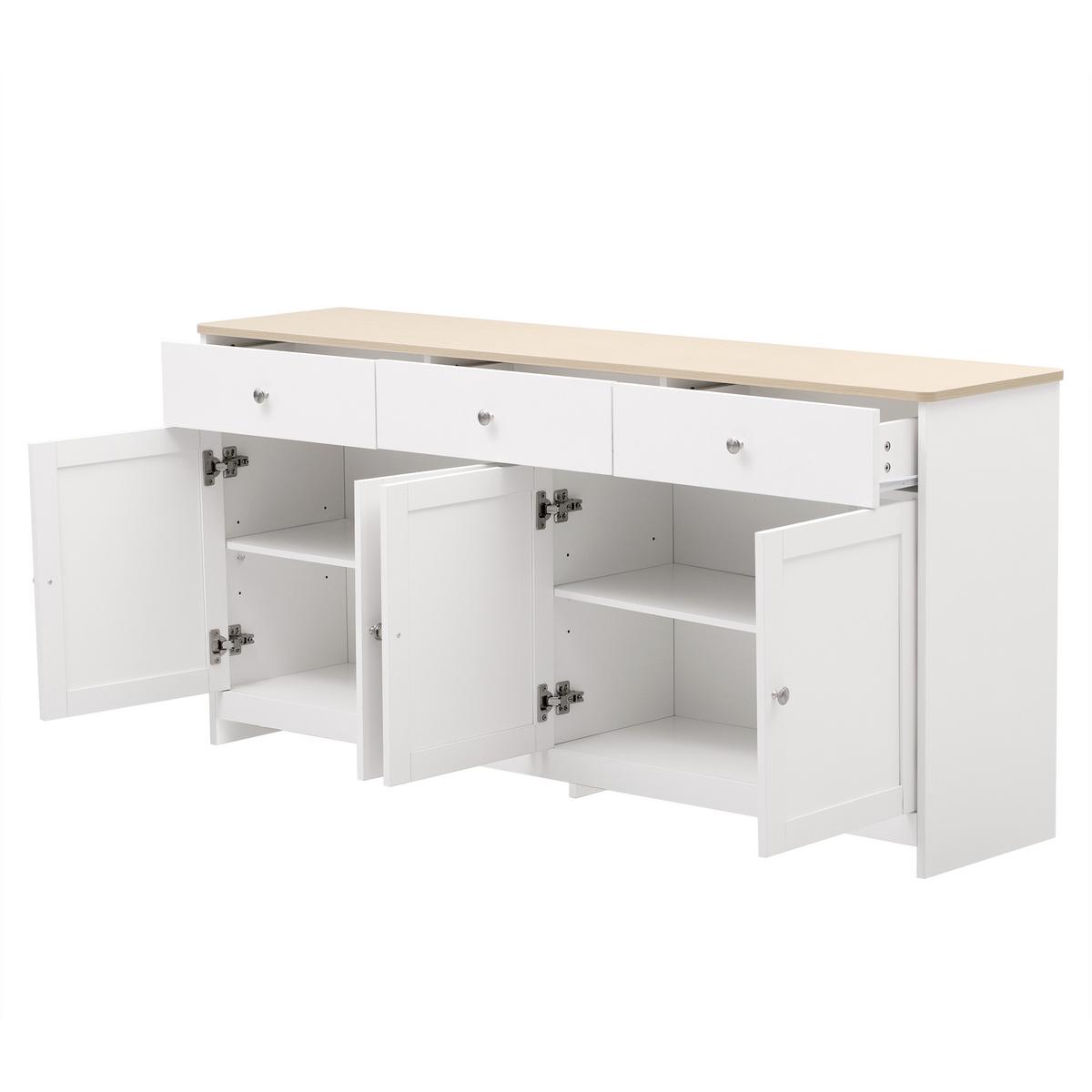 SIDEBOARD weiß & holzoptik 4 türen & 3 schubladen - Weiß, Holzwerkstoff (160/75/37cm) - Urban Meuble