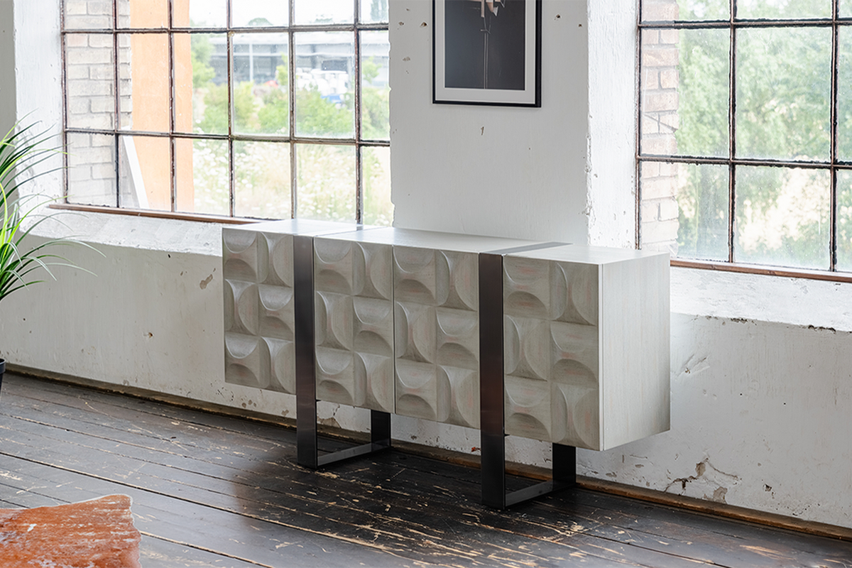 SIDEBOARD MARGO Grau Holz, Metall - Grau, Holzwerkstoff/Metall (180/85/40cm) - KAWOLA