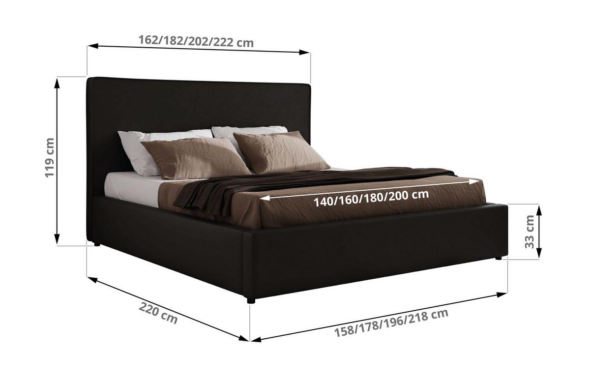POLSTERBETT CORIVO CLASSIC 180/200 - Schwarz Kunstleder - Multipocket-Matratze - Schwarz, Textil (180/200cm) - MKS