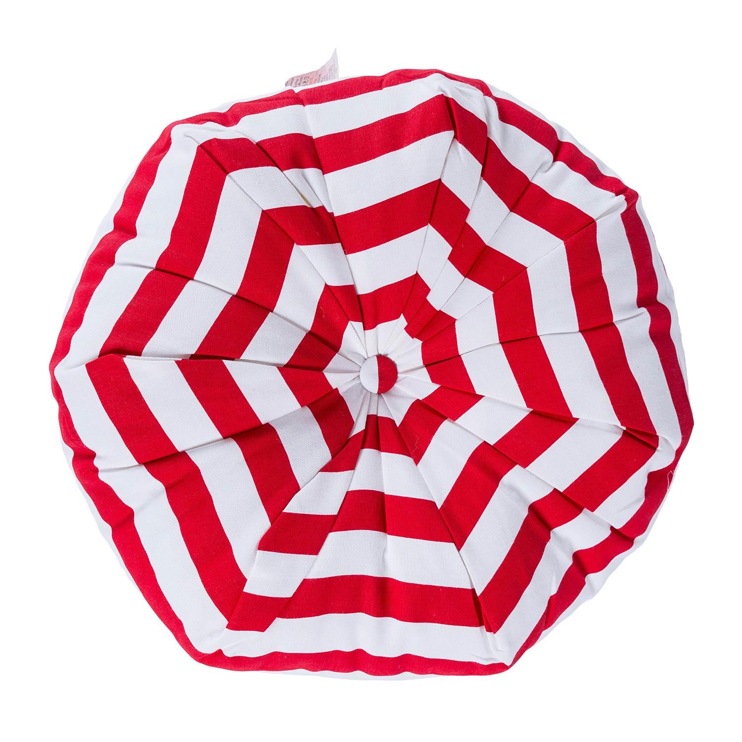 BODENKISSEN rund, rot-weiß gestreift, Ø 40/15 cm - Rot, Textil (40/40/15cm) - Homescapes
