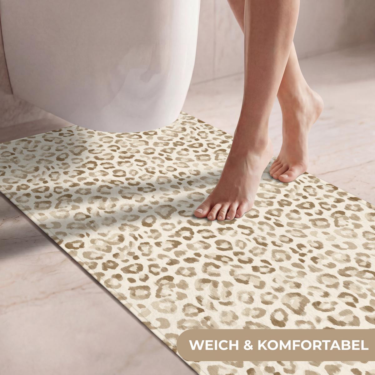 WC-VORLEGER Leopard - Klassisch - Beige Toilettenvorleger 60x120 cm - Hellbraun, Textil (60/1cm) - OnlyWow
