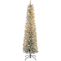 KÜNSTLICHER Weihnachtsbaum 210 cm mit 180 LED-Lichten faltbar Standfuß Grün+Weiß - Weiß/Grün, Kunststoff/Metall (210cm) - HOMCOM