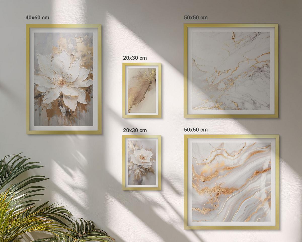 BILDER SET 5er Set - 50x50 cm & 20x30 cm & 40x60 cm Goldrahmen - Berglandschaften mit dem Fahrrad - Goldfarben, Kunststoff (40/60cm) - TULUP