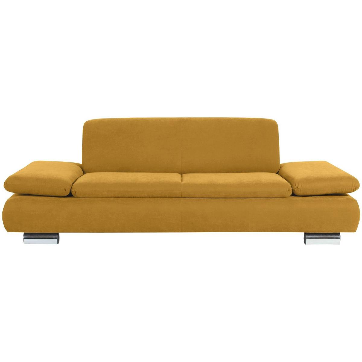 SOFA 2,5-Sitzer Kaye Bezug Veloursstoff Metallfuß verchromt / mais - Gelb, Kunststoff (221/76/90cm) - 58aufmkessel